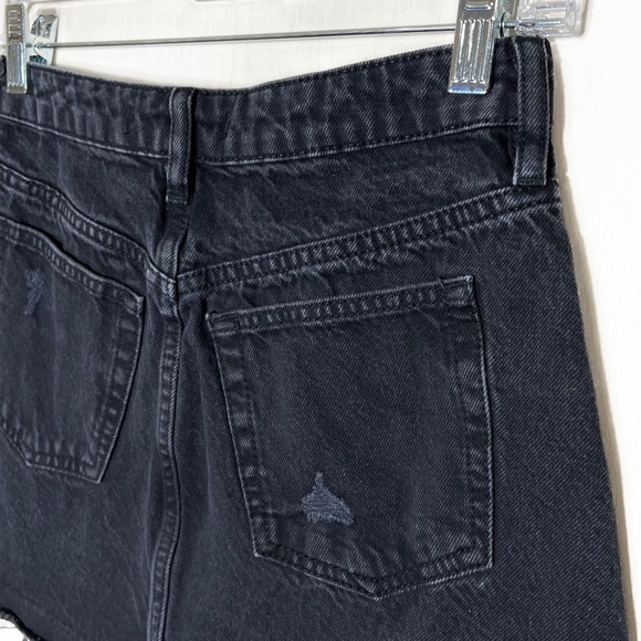 Free People Distressed Fringe Hem Light Black Buttonfly Cutoff Denim Mini Skirt - Picture 6 of 13